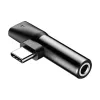 Baseus garso adapteris USB-C į Mini Jack 3,5 mm + USB-C (juodas)