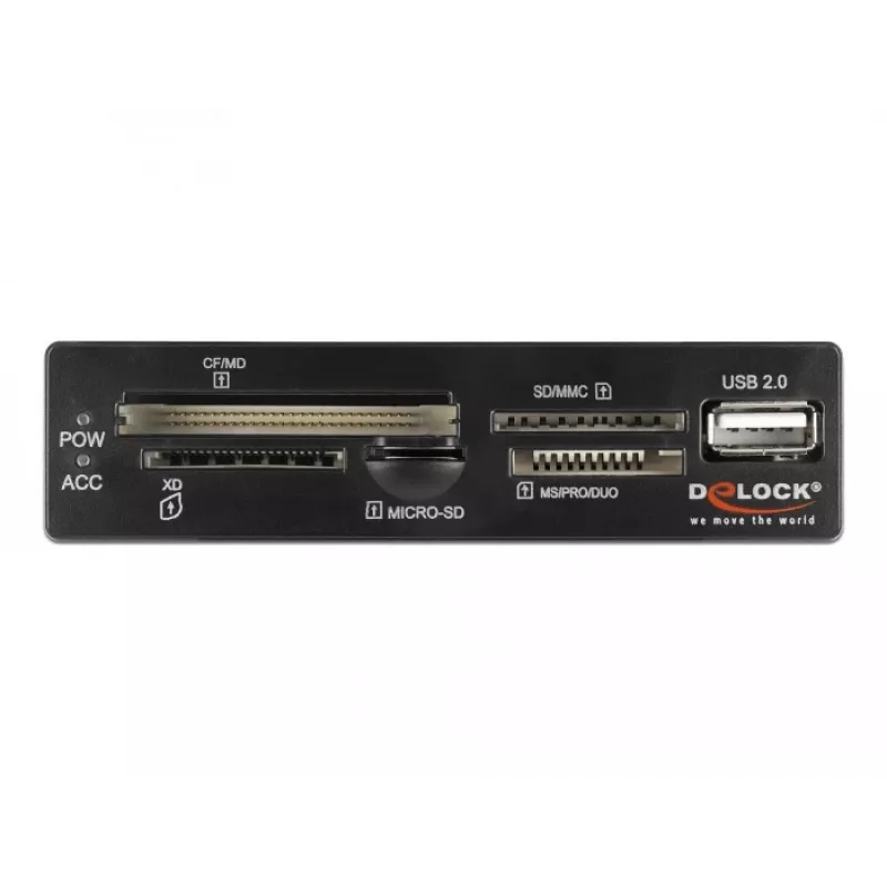 DeLOCK 91708 kortelių skaitytuvas USB 2.0 vidinis juodas pilkas CF SD MicroSD