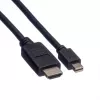ROLINE 11.04.5790 - Vaizdo ir garso kabelis - Mini DisplayPort (vyriškas) - HDMI (vyriškas) - 1 m - Ekranuotas - Juodas