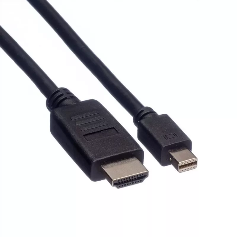 ROLINE 11.04.5790 - Vaizdo ir garso kabelis - Mini DisplayPort (vyriškas) - HDMI (vyriškas) - 1 m - Ekranuotas - Juodas