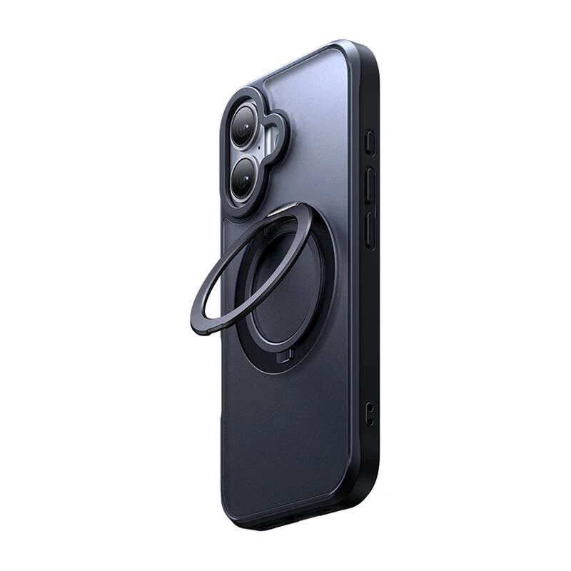 Apsauginis dėklas su stovu McDodo PC-4931, skirtas iPhone 16 Plus, juodos spalvos