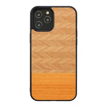 Dėklas telefonui Man and Wood, skirtas iPhone 12 / 12 Pro – juodas silkės raštas