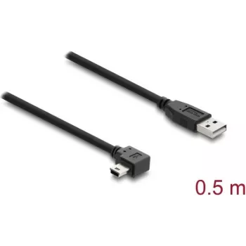 USB A į Mini-USB B laidas DELOCK 81650 — USB 2.0, 2 m, juodas