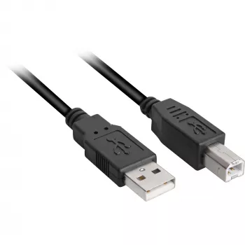 USB 2.0 laidas, USB-A kištukas > USB-B kištukas (juodas, 3,0 metro)