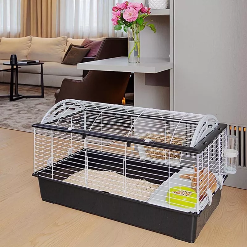Narvas triušiams ir jūrų kiaulytėms FERPLAST Casita 100, metalas/plastikas, 960×570×560 mm, taupe/balta