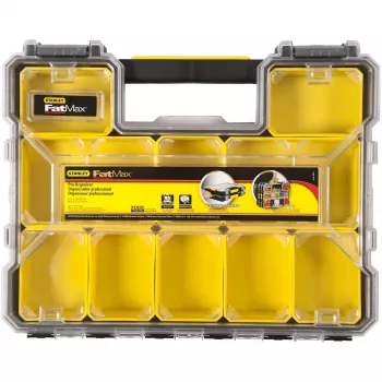 Dėžutė smulkioms detalėms ir įrankiams Stanley 1-97-519 juoda, permatoma, geltona