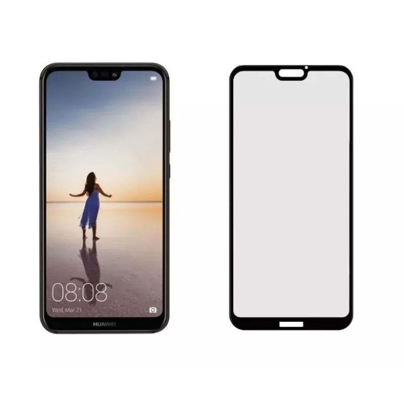 Grūdinto stiklo apsauginis stikliukas Tellur Huawei P20 Lite – su pilnu klijavimu, juodas, draugiškas dėklui