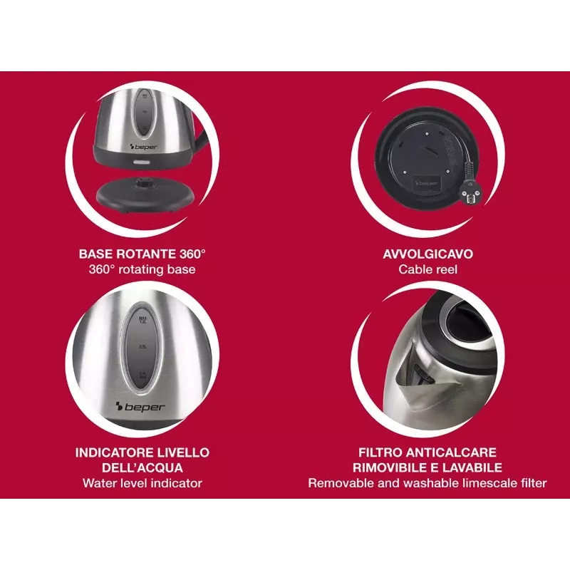 Elektrinis virdulys Beper P101BOL001 1,7L 2200W Juodas