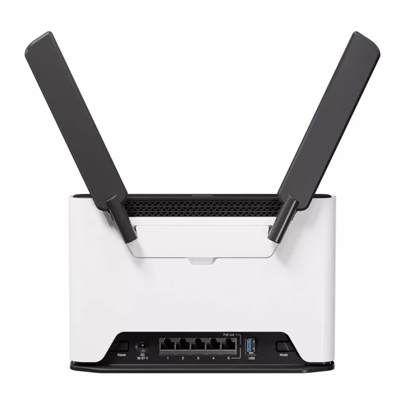 Belaidis maršrutizatorius MikroTik Chateau PRO ax — dviejų juostų 2,4/5 GHz, 3548 Mbit/s, PoE, 5x LAN, 2 išorinės antenos, pilka/balta