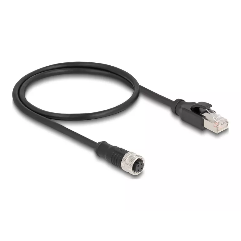 DeLOCK M12 adapteris D-coded 4 kontaktų moteriškas į RJ45 vyrišką 50 cm