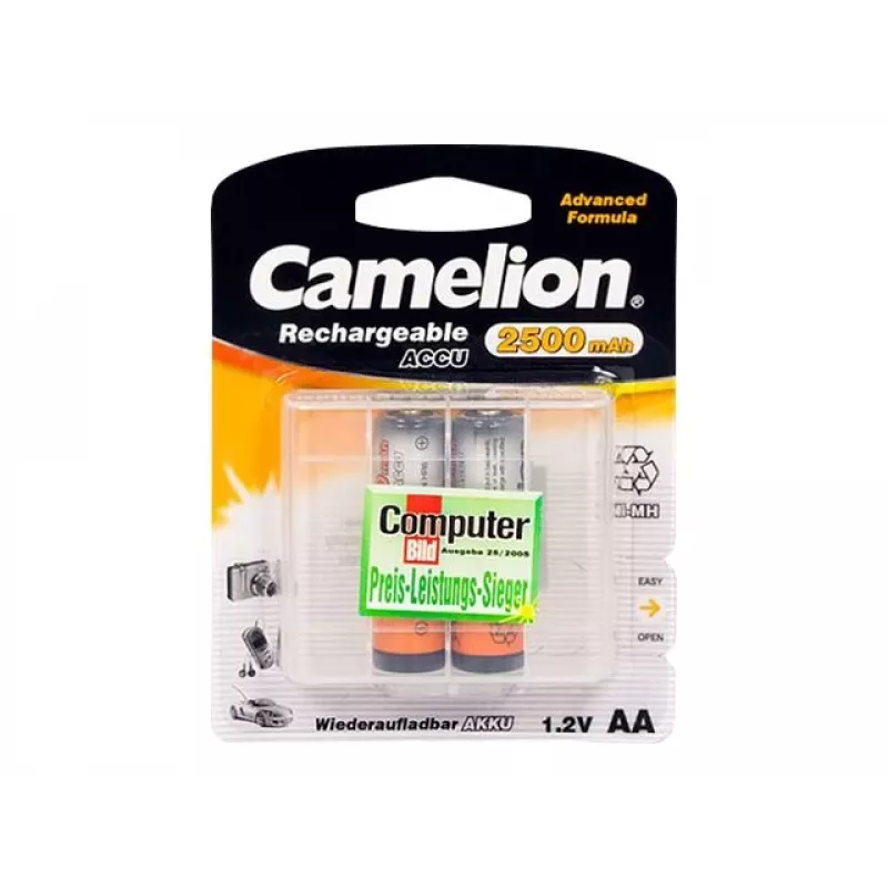 Įkraunamos Ni‑MH AA/HR6 baterijos CAMELION 2500 mAh, 2 vnt.