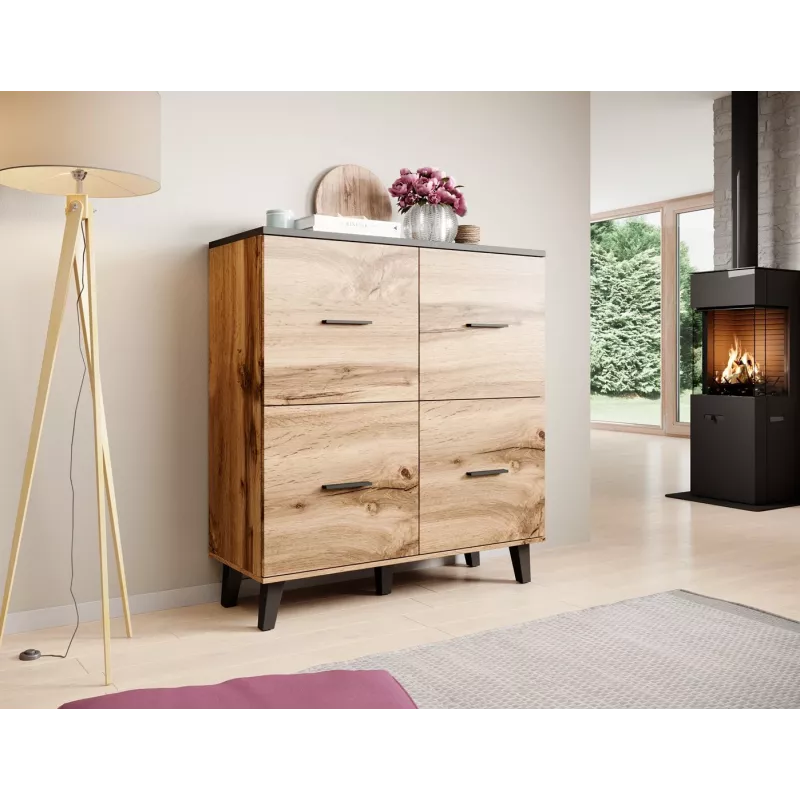 Cama sideboard LOTTA 110 4D wotan oak + mat Juoda