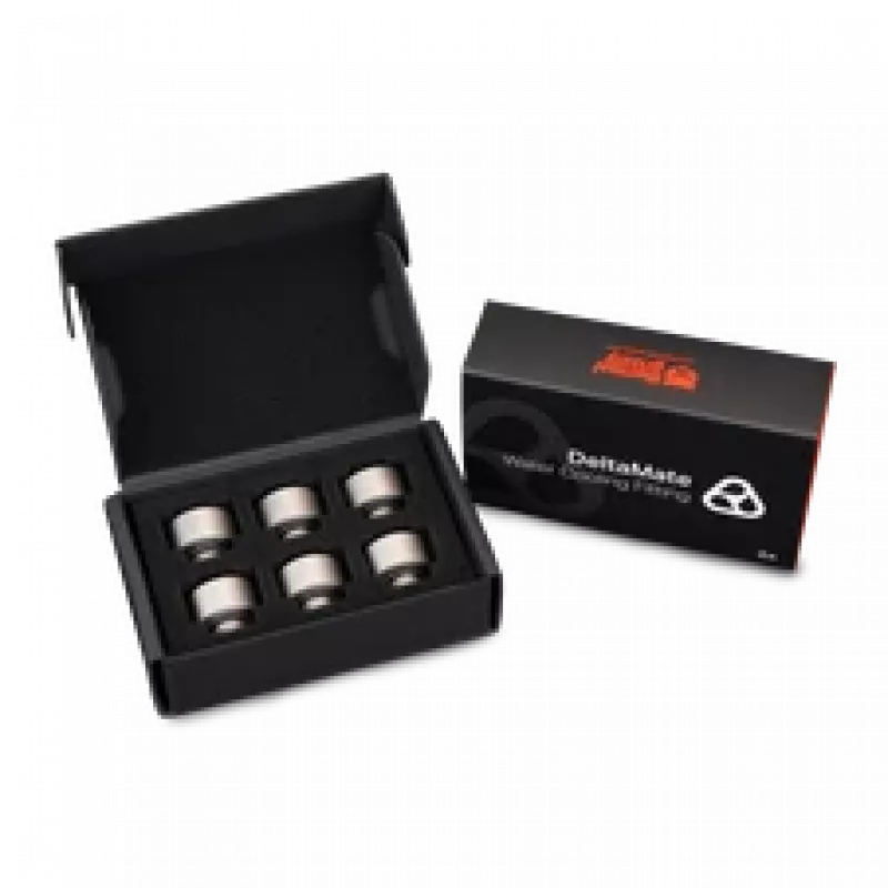 Thermal Grizzly DeltaMate Extender MF10 – vandens aušinimo jungtis, matinis nikelis, 6 vnt. (TG-DM-FIT-6206)