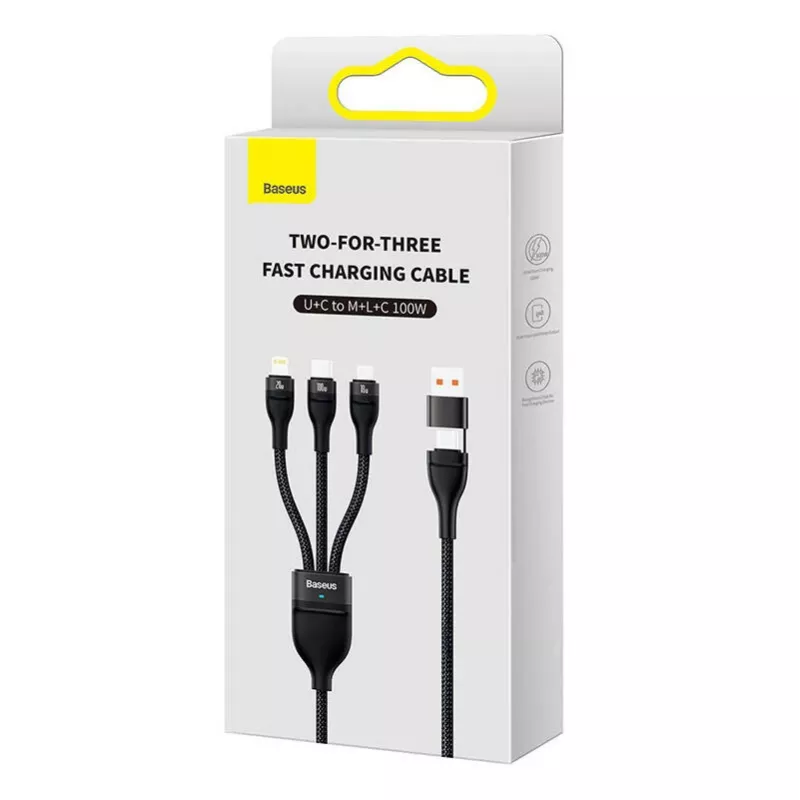 USB laidas Baseus CASS030101 1,2 m USB A/USB C USB C/Micro-USB B/Lightning juodas