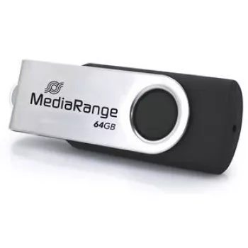 USB atmintukas MediaRange MR1953 64 GB USB Type-C 3.2 Gen 1 (3.1 Gen 1) su sukamuoju metaliniu korpusu, juodas/sidabrinis