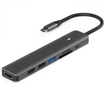 Adapter USB Type-C į HDMI, 3x USB Type-A, SD, TF, USB Type-C PD100W