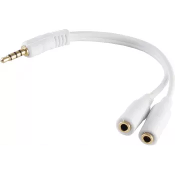 Adapteris ShiverPeaks 4‑poliai 3.5 mm kištukas į 2× 4‑poliai 3.5 mm lizdai, auksiniai kontaktai, 0.2 m, baltas