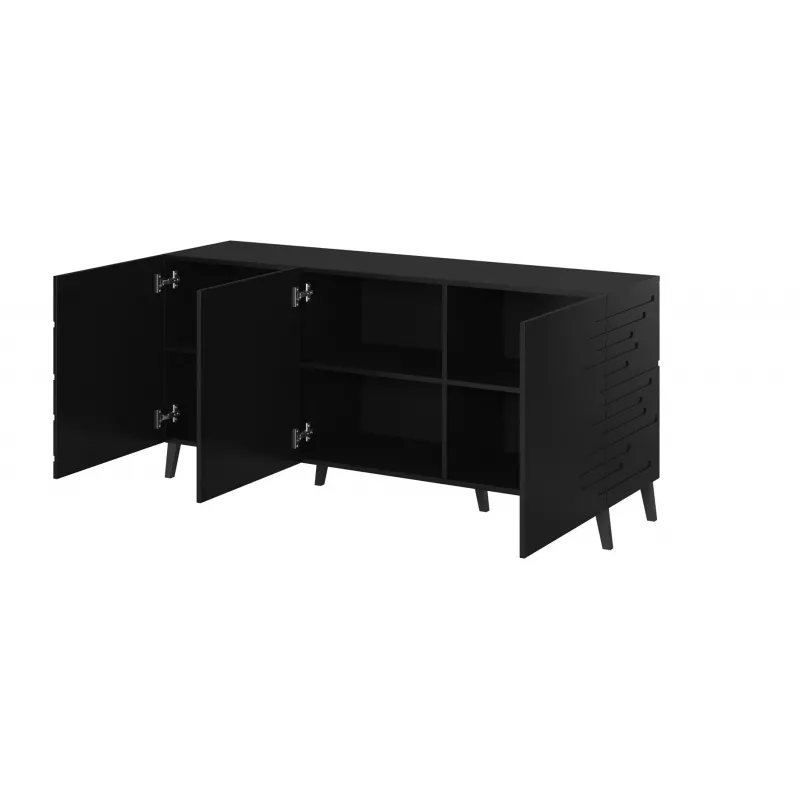 Komoda cama meble Nova 155x40x72 cm Juoda matinė, MDF rėmas 16 mm, durys 18 mm