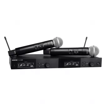 Shure SLXD24DE/SM58-G59 - dviguba skaitmeninė belaidė sistema su dviem siųstuvais/rankiniais mikrofonais (470 - 514 MHz)