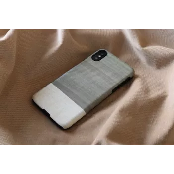 Dėklas iPhone X / XS iš medžio ir polikarbonato – juodas, apsauginis kietas užpakalinis dangtelis