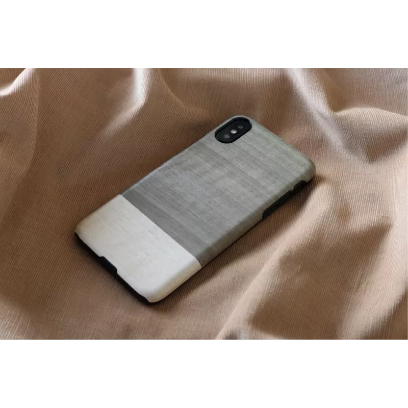 Dėklas iPhone X / XS iš medžio ir polikarbonato – juodas, apsauginis kietas užpakalinis dangtelis