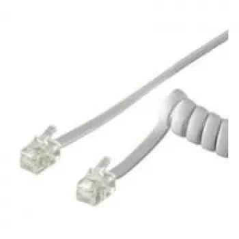 Wentronic Goobay Telefono ragelio spiralinis laidas CCA (vario dengtas aliuminis), baltas, 2 m – RJ10 kištukas (4P4C) į RJ10 kištuką (4P4C) (50246)