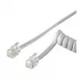 Wentronic Goobay Telefono ragelio spiralinis laidas CCA (vario dengtas aliuminis), baltas, 2 m – RJ10 kištukas (4P4C) į RJ10 kištuką (4P4C) (50246)