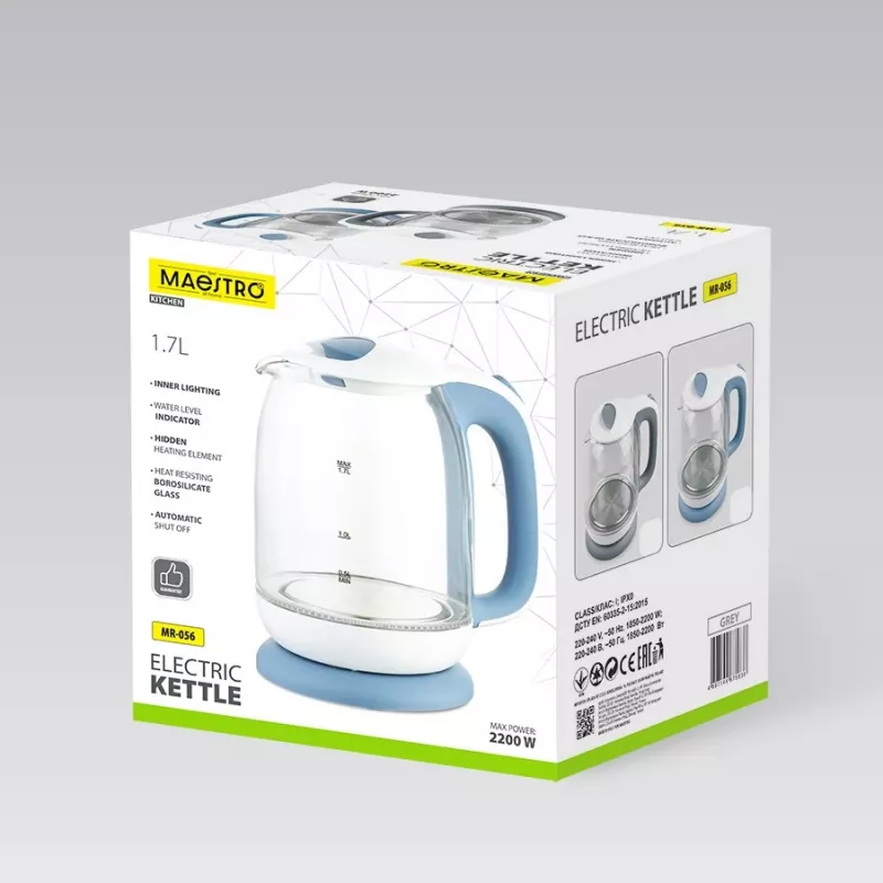 Elektrinis stiklinis virdulys Maestro MR-056-GREY 1,7 L 2200 W