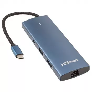Adapteris USB Type-C į HDMI, LAN, 3x USB Type-A, 1x USB Type-C, PD100W, SD+TF