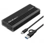 Išorinis SSD korpusas QOLTEC NV2270, skirtas M.2 SATA/NVMe diskams, USB-C, iki 2 TB