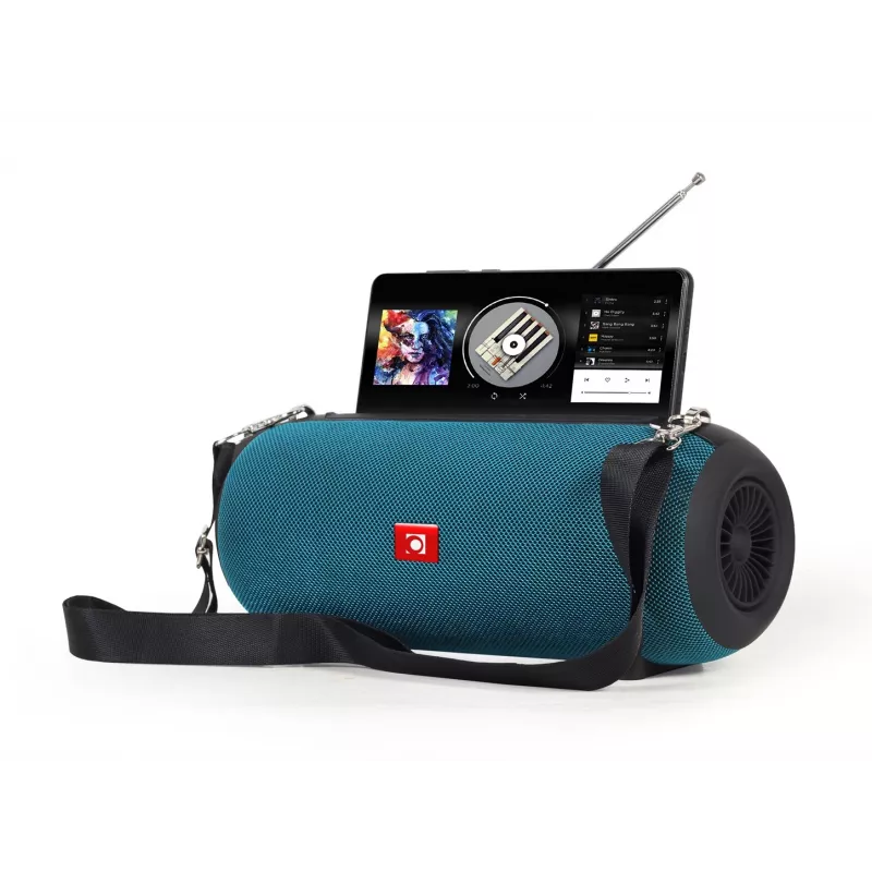 Nešiojamas stereofoninis garsiakalbis GEMBIRD SPK-BT-17-G – Bluetooth 5.1, 5 W RMS, 1200 mAh, MicroSD, FM, AUX