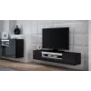 TV stovas cama meble VIVA 180 – 1800×400×370 mm, juodas viršus, juodas rėmas, balti akcentai