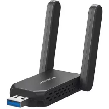 Wi‑Fi USB adapteris MERCUSYS MA72XH AX1800 su aukšto stiprinimo antenomis, USB-A plug-and-play