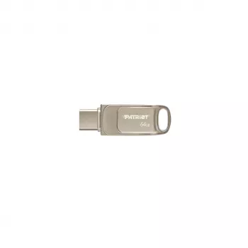 USB atmintukas PATRIOT PS64GT560DS5D 64GB USB 3.2 (USB-A ir USB-C), sukamasis cinko lydinio korpusas, sidabrinis