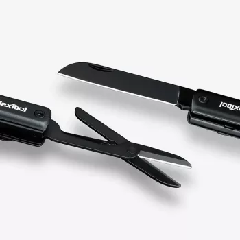 Daugiafunkcis rašiklis-žibintuvėlis Nextool NE20026 — LED 50 lm, 90 min veikimo, nerūdijančio plieno peiliukas, žirklės, USB-C, aliuminis, 125×15 mm, 38 g