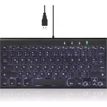 Perixx 57150N Black – kompaktiška klaviatūra su LED foniniu apšvietimu