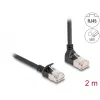 Delock tinklo kabelis RJ-45 (M) aukštyn lenktas į RJ-45 (M) tiesų – 2,0 m – 4,5 mm – S/FTP – CAT 6a – ekranuotas, be halogenų – juoda (80288)