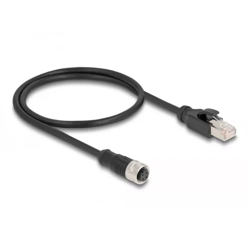 DeLOCK M12 adapteris D-coded 4 kontaktų moteriškas į RJ45 vyrišką 50 cm