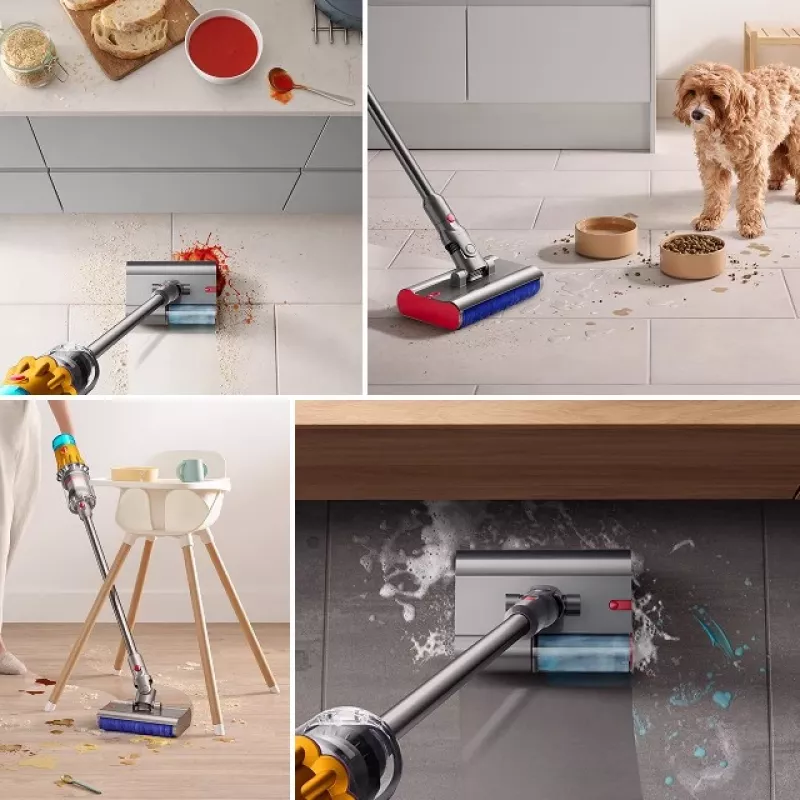 Dyson V12 Submarine 3 viename belaidis dulkių siurblys šlapiam ir sausam valymui HEPA filtru, be maišelio, 0,35 l, nikelio ir geltonos spalvos