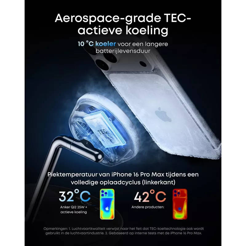 Anker Prime belaidė įkrovimo stotelė Qi2.2 25W (3-in-1, MagGo, AirCool, Dock Stovas) su maitinimo šaltiniu