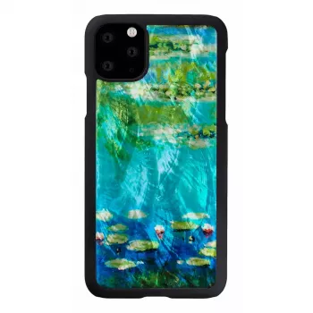 iKins dėklas iPhone 11 Pro Max – vandens lelijų raštas, juodas