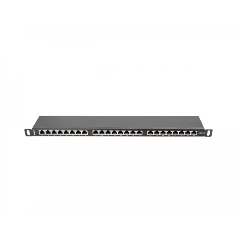 Patch panel Lanberg PPS6-0024-B 24 prievadų, 19 colių, 0,5U, ekranuotas, 6 kategorija