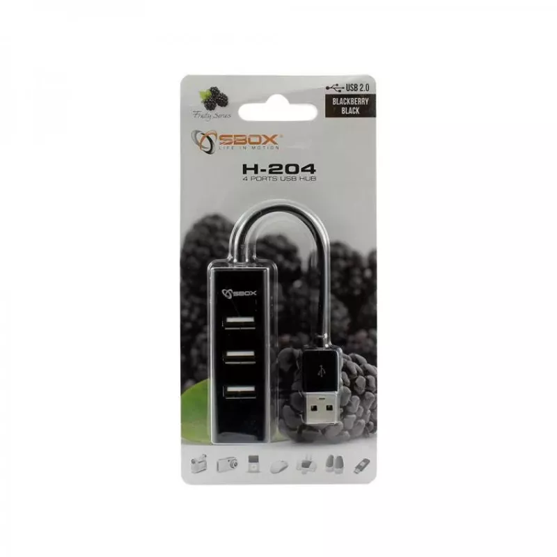 Sbox H-204 USB 4 prievadų USB šakotuvas juodas