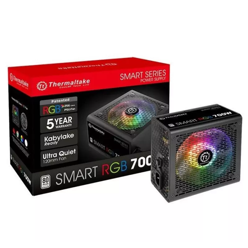 Thermaltake Smart 700W RGB maitinimo blokas, 80PLUS, 230V EU, 2xPEG, 120mm, Single Rail