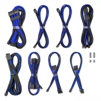 CableMod dvigubas rinkinys 12V 2x6-pin, skirtas Corsair RMi/RMx – individualiai pintas maitinimo kabelių rinkinys, mėlynas