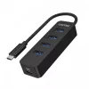 USB šakotuvas Unitek uHUB Q4 — 4 prievadų USB 3.2 Gen 1 (Type-A) šakotuvas, USB-C jungtis, 5 Gbit/s, 10 W, juodas