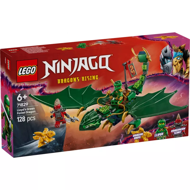 Konstrukcinis žaidimų rinkinys LEGO NINJAGO 71829 Lloyd's Green Forest Dragon, 128 dalių, 2 minifigūrėlės, nuo 6 metų