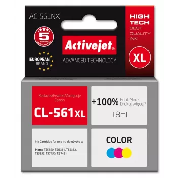 Kasetė Activejet AC-561NX (pakeičia Canon CL-561XL; Supreme; 18 ml; Spalvos: Cyan, Magenta, Geltona)