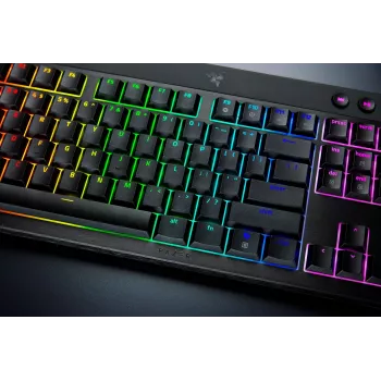 Razer BlackWidow V4 Low-Profile HyperSpeed belaidė žaidimų klaviatūra, USB/RF/Bluetooth, QWERTY US International, juoda