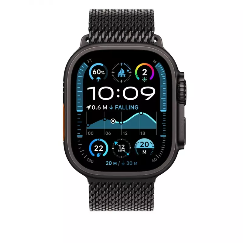 Apple 49mm Black Titanium Milanese Loop Medium – Juodas titano apyrankė Apple laikrodžiams